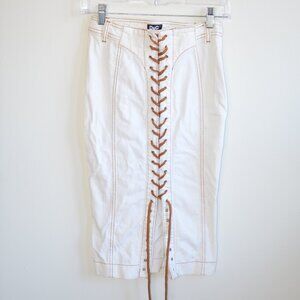 Dolce & Gabbana Denim Lace Up Midi Skirt